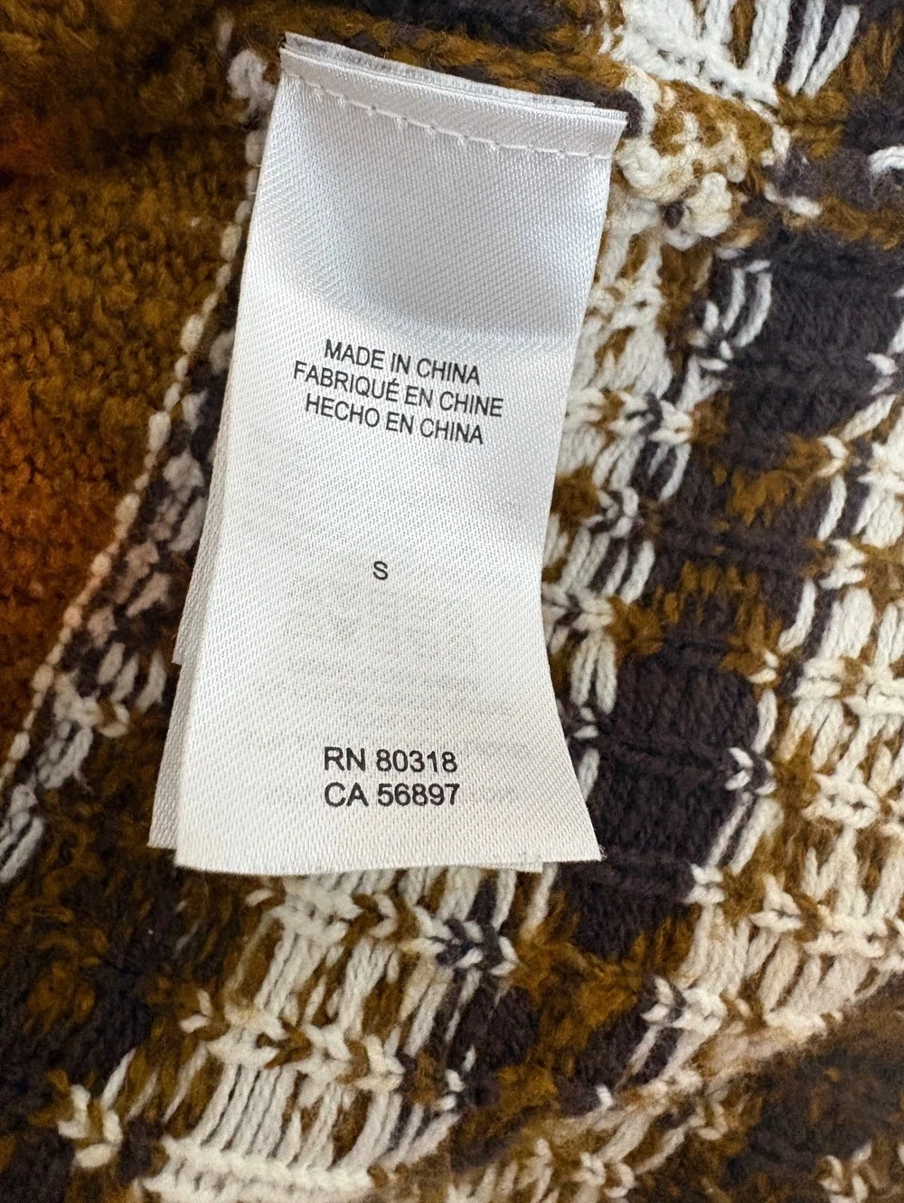 Lucky Brand Brown Patterned Knit Cardigan Sweater Size S